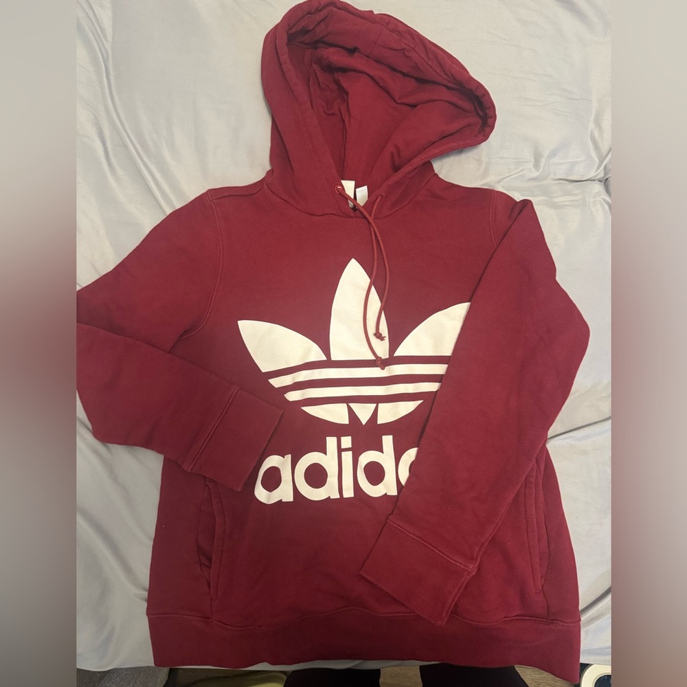 Adidas Women's Trefoil Burgundy Hoodie Sweater Size Medium